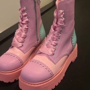 Pink combat boots